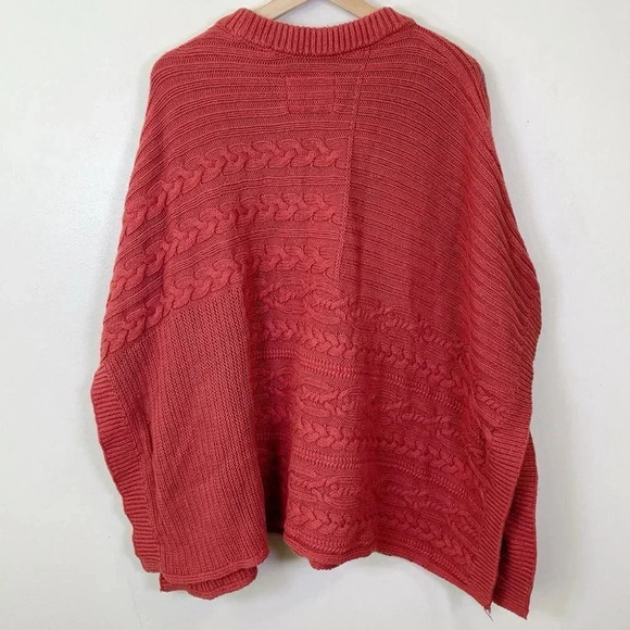 Abercrombie & Fitch Pumpkin Spice Orange Chunky  Cable Knit Poncho Sweater - Picture 16 of 16